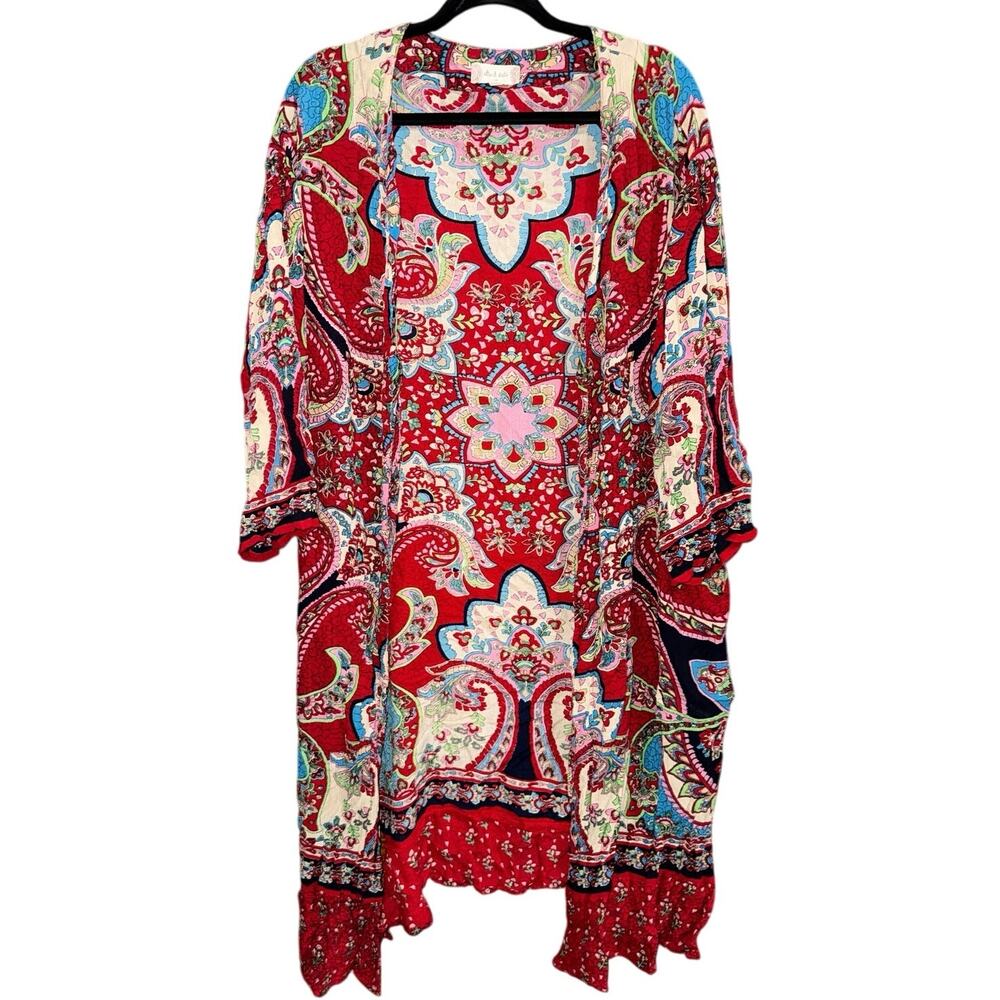 Altar’d State Moroccan Kimono Women’s Size M Open Front Duster Pockets Coverup